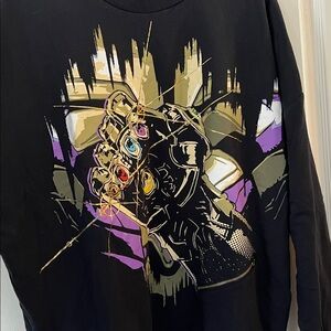 Black Graphic Sweatshirt with Thanos Infinity Gauntlet Design - lights up